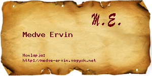 Medve Ervin névjegykártya